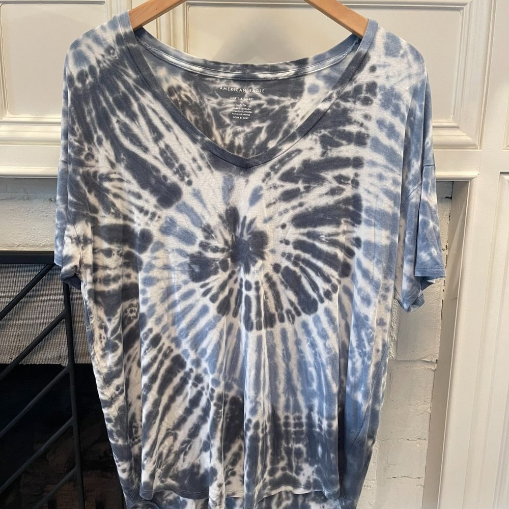 AE Oversized Soft & Sexy Tie-Dye Crew Neck T-Shirt, Size Small